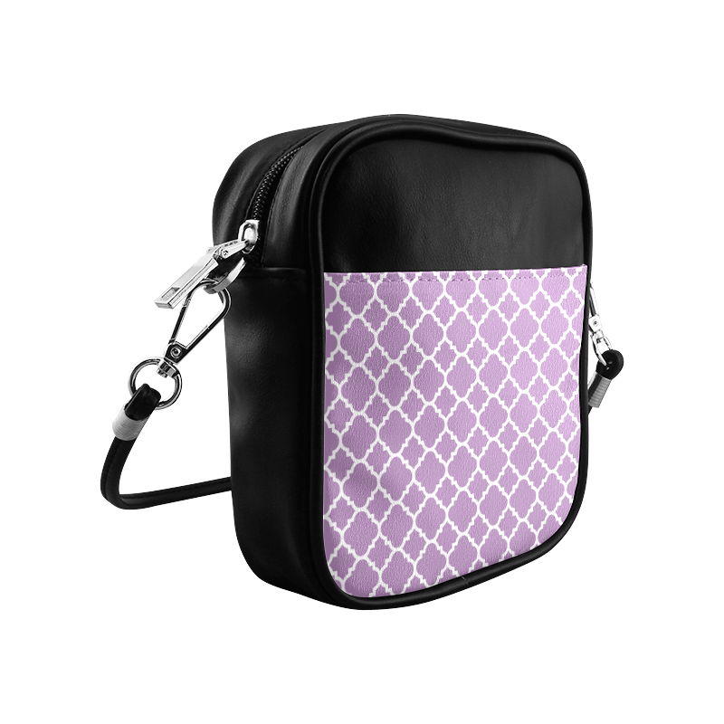 purple lilac white quatrefoil classic pattern Sling Bag (Model 1627)