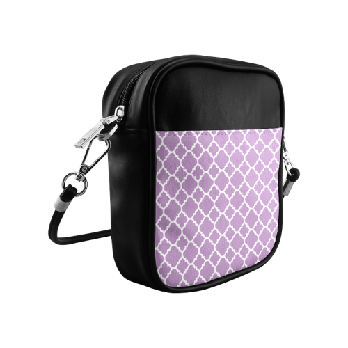 purple lilac white quatrefoil classic pattern Sling Bag (Model 1627)