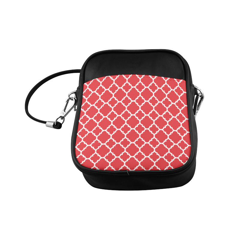 red white quatrefoil classic pattern Sling Bag (Model 1627)