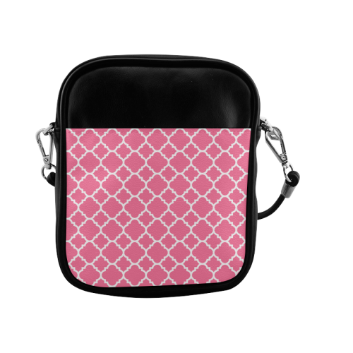 pink white quatrefoil classic pattern Sling Bag (Model 1627)