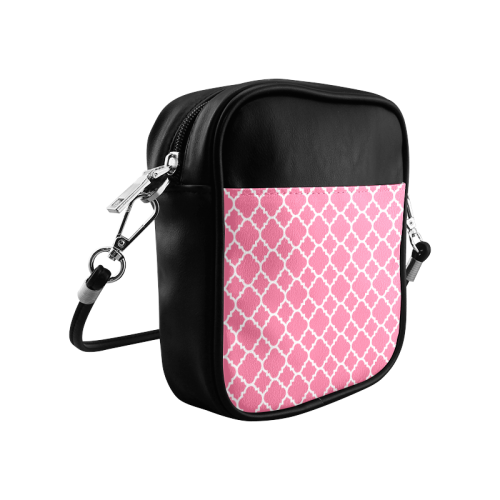 pink white quatrefoil classic pattern Sling Bag (Model 1627)