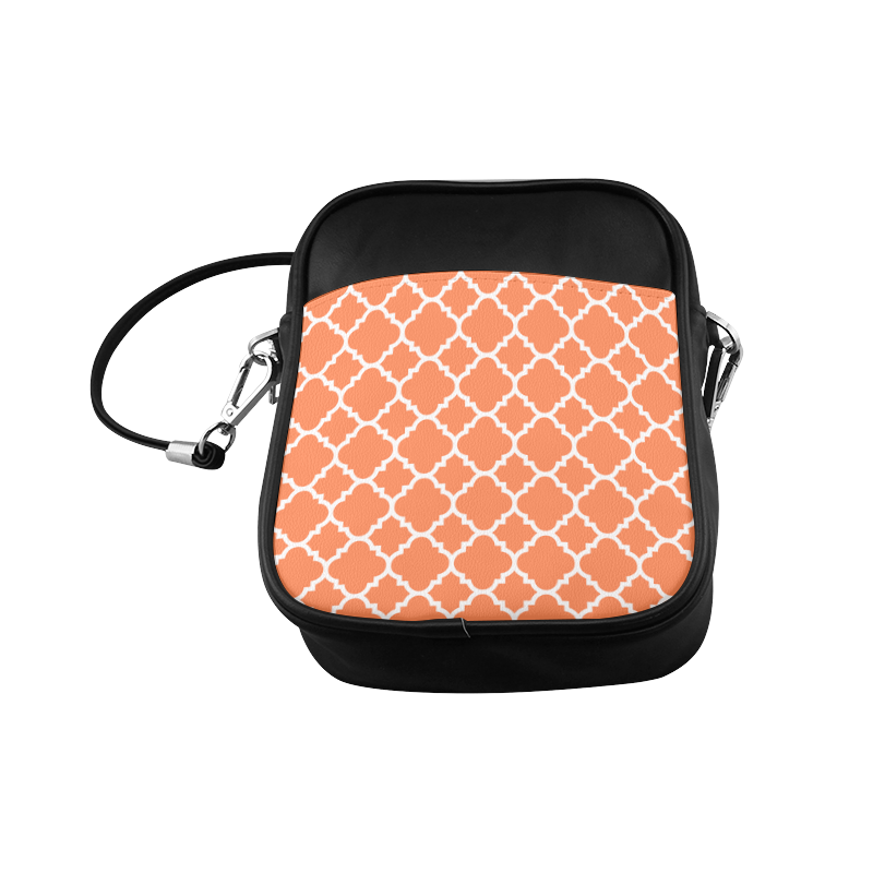 orange white quatrefoil classic pattern Sling Bag (Model 1627)