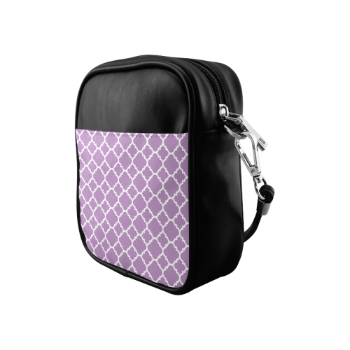 purple lilac white quatrefoil classic pattern Sling Bag (Model 1627)