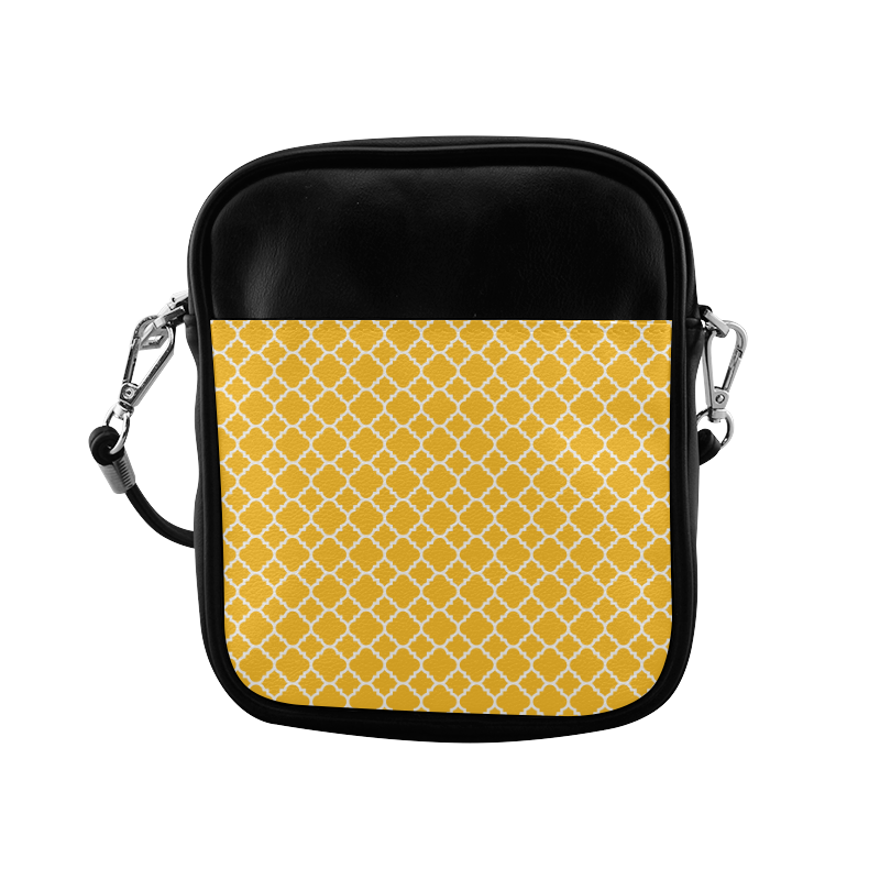 sunny yellow white quatrefoil classic pattern Sling Bag (Model 1627)