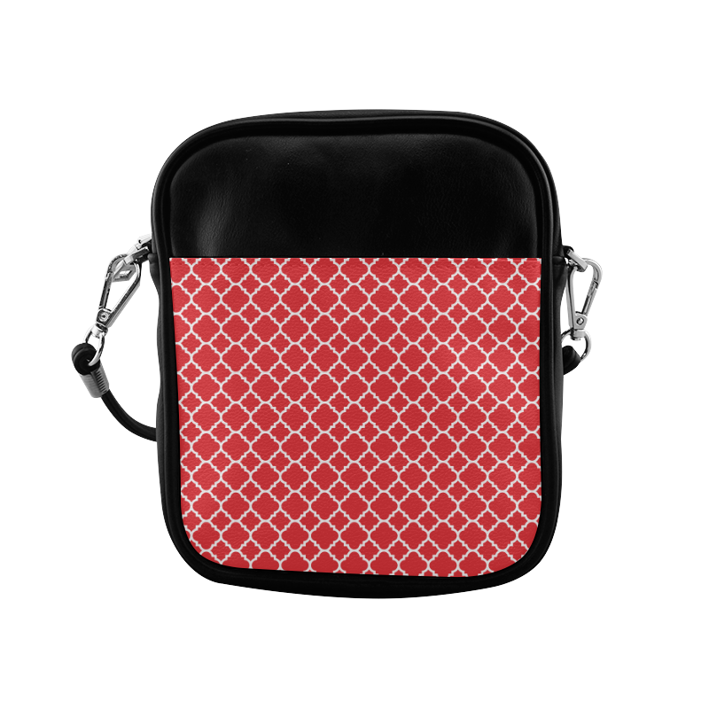 red white quatrefoil classic pattern Sling Bag (Model 1627)
