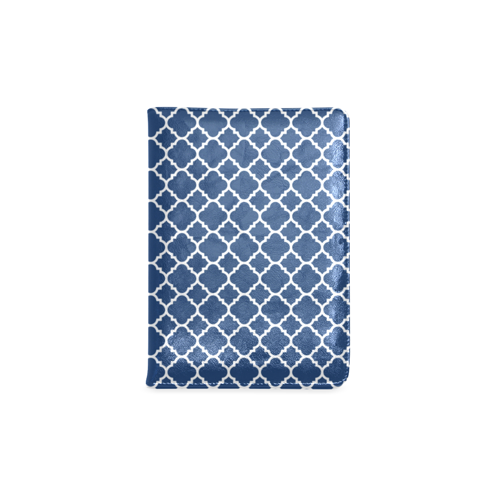 dark blue white quatrefoil classic pattern Custom NoteBook A5