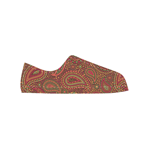 red paisley mosaic pattern Women's Classic Canvas Shoes (Model 018)