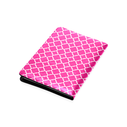 hot pink white quatrefoil classic pattern Custom NoteBook A5