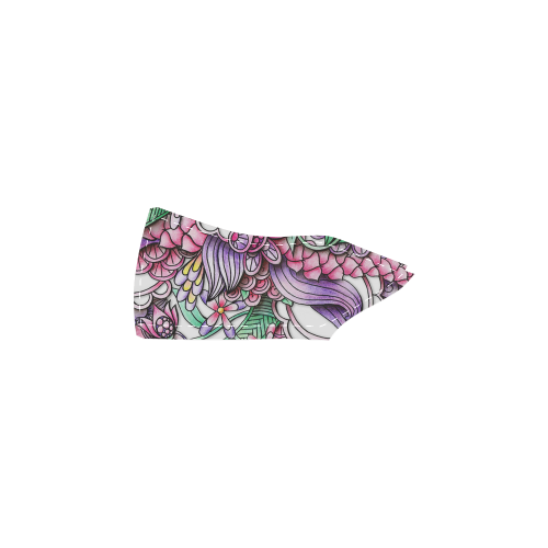 Pink Purple flower drawing Women's Slip-on Canvas Shoes (Model 019)