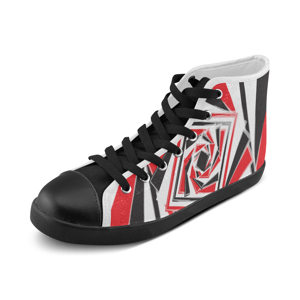 A red point of view Men's High Top Canvas Shoes (Model 002)