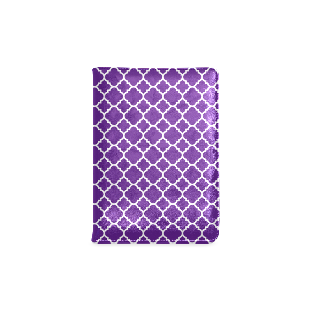 royal purple white quatrefoil classic pattern Custom NoteBook A5
