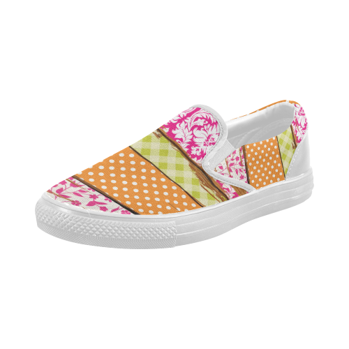 wood chipped painted patterns Women's Slip-on Canvas Shoes (Model 019)