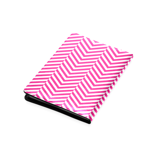 hot pink and white classic chevron pattern Custom NoteBook A5