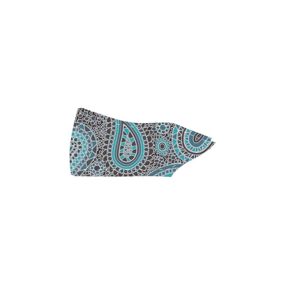 blue paisley mosaic design Women's Slip-on Canvas Shoes (Model 019)