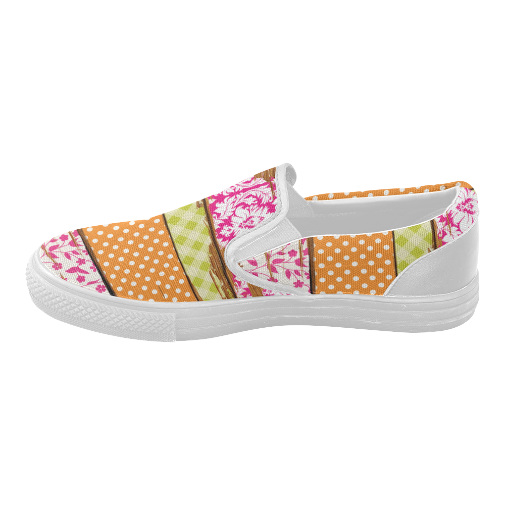 wood chipped painted patterns Women's Slip-on Canvas Shoes (Model 019)