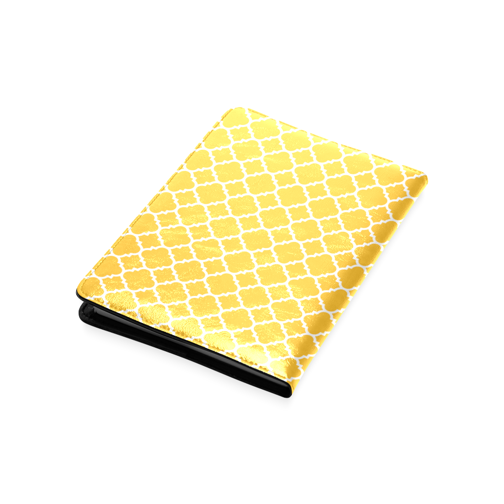 sunny yellow white quatrefoil classic pattern Custom NoteBook A5