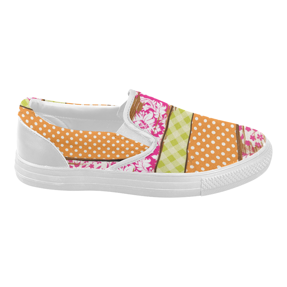 wood chipped painted patterns Women's Slip-on Canvas Shoes (Model 019)