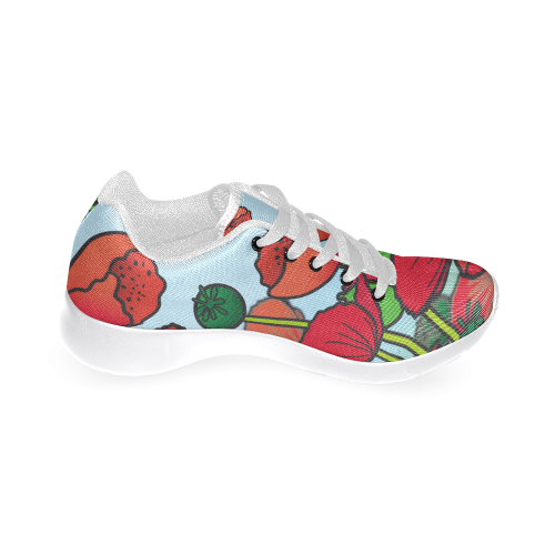 field of poppy flowers red floral Women’s Running Shoes (Model 020)