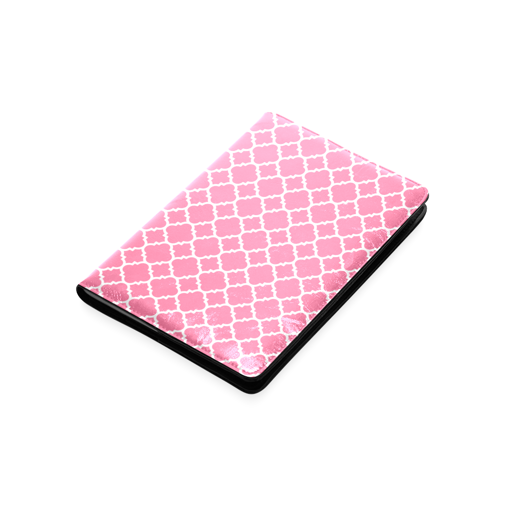 pink white quatrefoil classic pattern Custom NoteBook A5