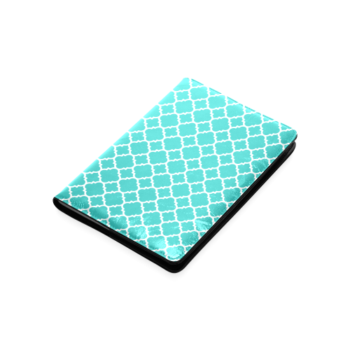 turquoise white quatrefoil classic pattern Custom NoteBook A5