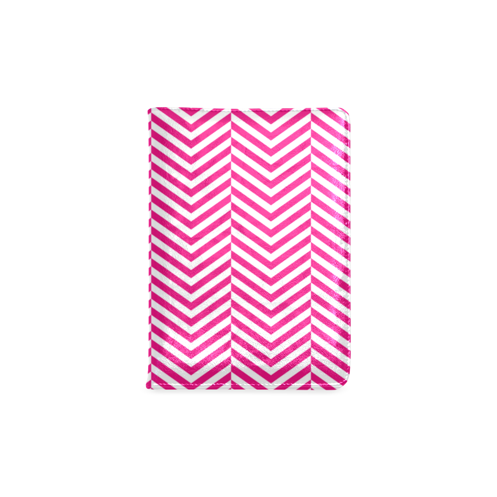 hot pink and white classic chevron pattern Custom NoteBook A5