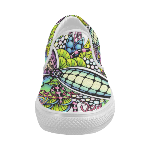 Bright fantasy flower in bright colors Women's Slip-on Canvas Shoes (Model 019)