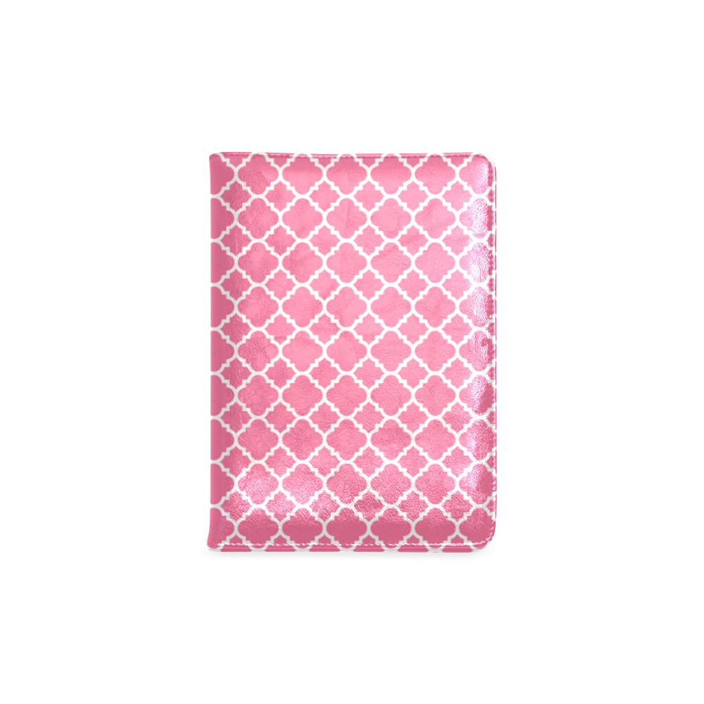 pink white quatrefoil classic pattern Custom NoteBook A5