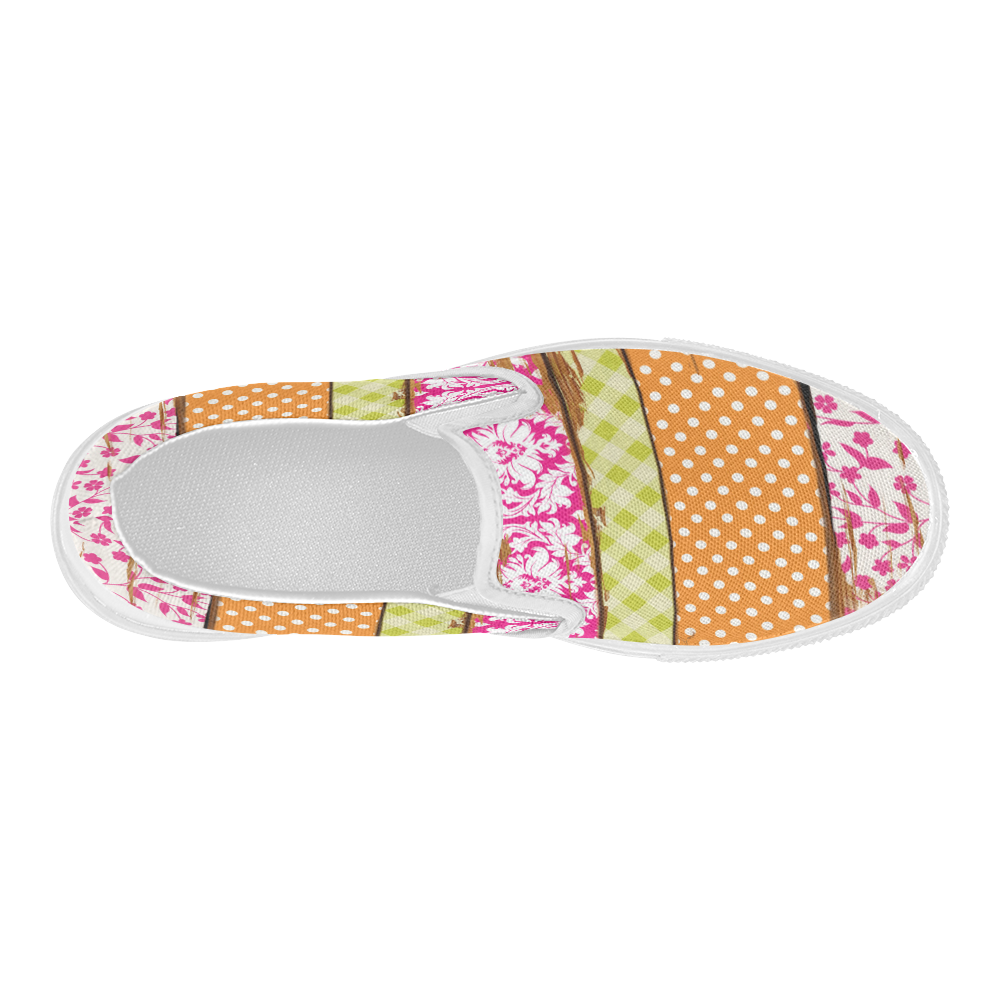 wood chipped painted patterns Women's Slip-on Canvas Shoes (Model 019)