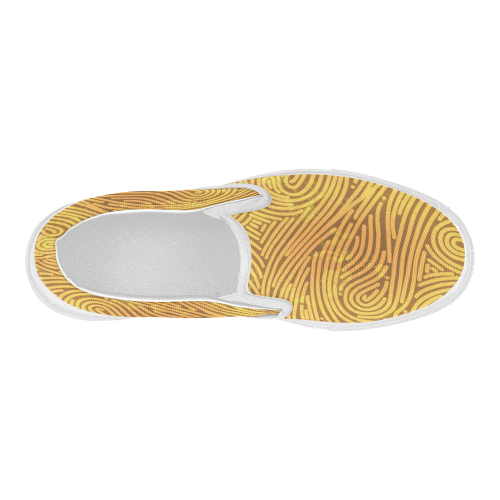 gold leaf abstract pattern Women's Slip-on Canvas Shoes (Model 019)