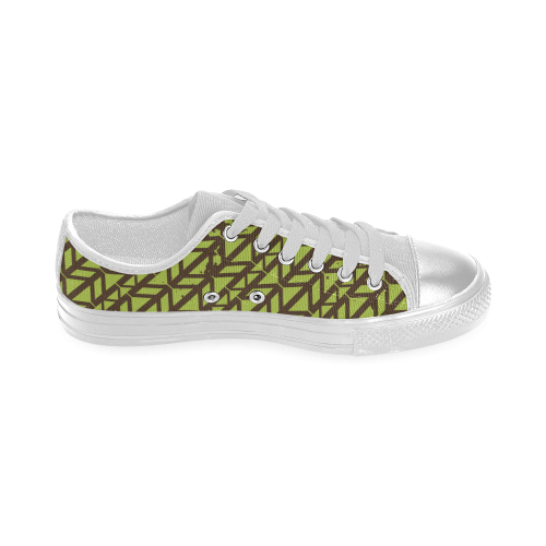 green geometric pattern Women's Classic Canvas Shoes (Model 018)