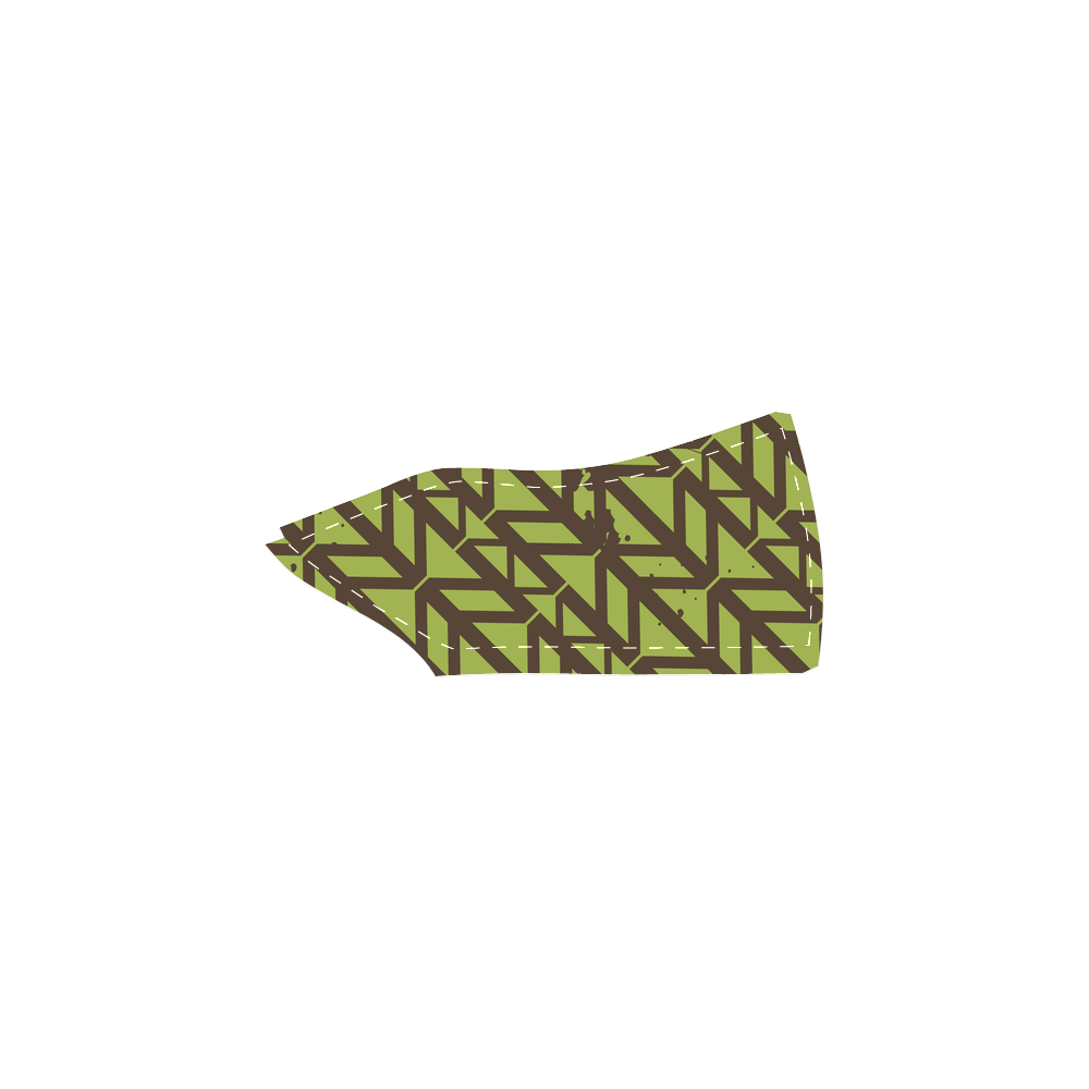green geometric pattern Women's Slip-on Canvas Shoes (Model 019)