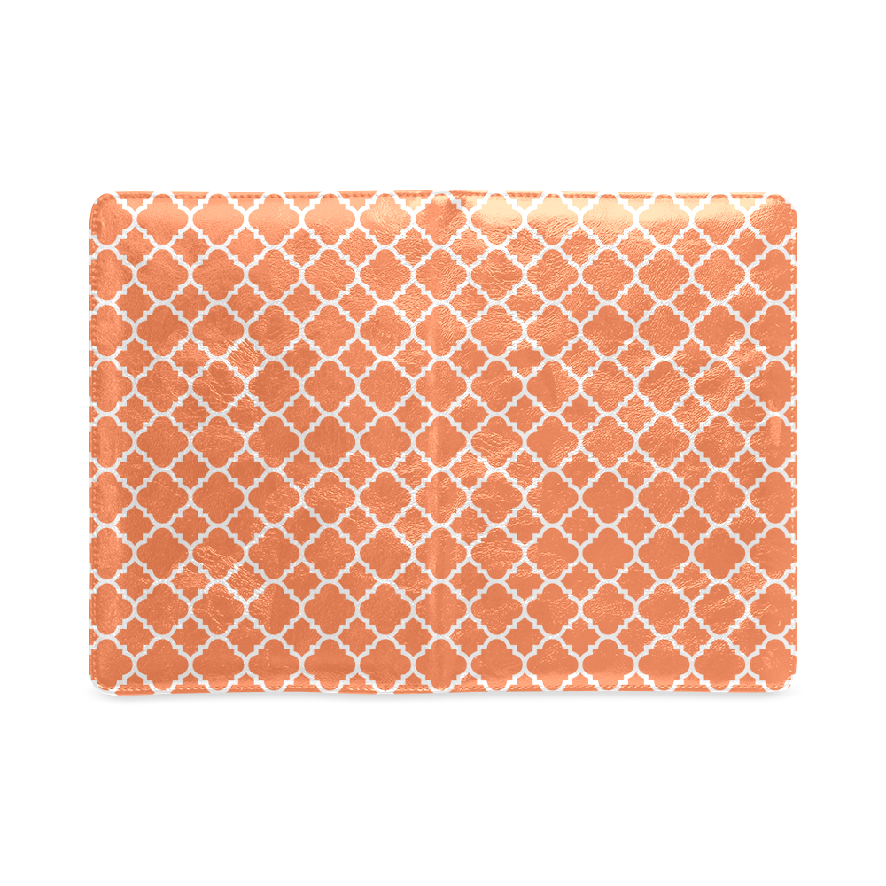 orange white quatrefoil classic pattern Custom NoteBook A5