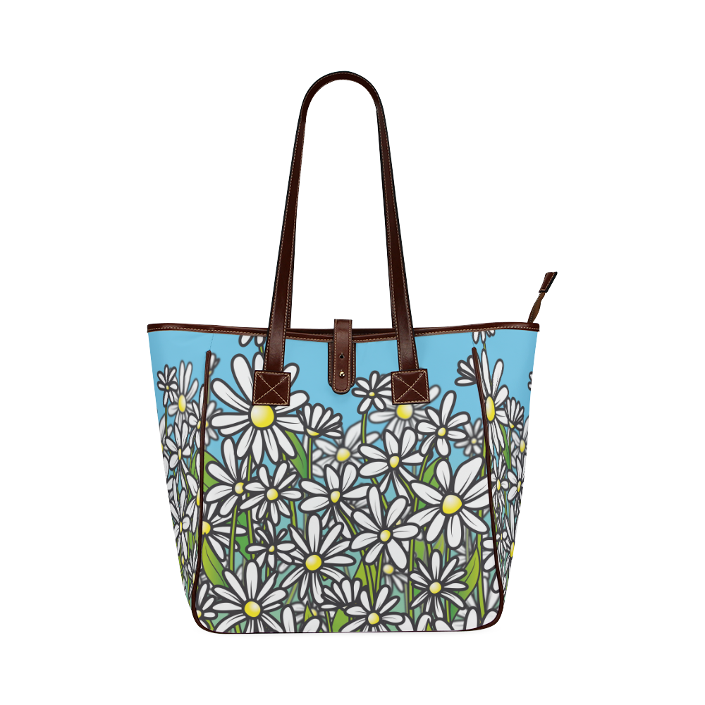 white daisy field flowers Classic Tote Bag (Model 1644)
