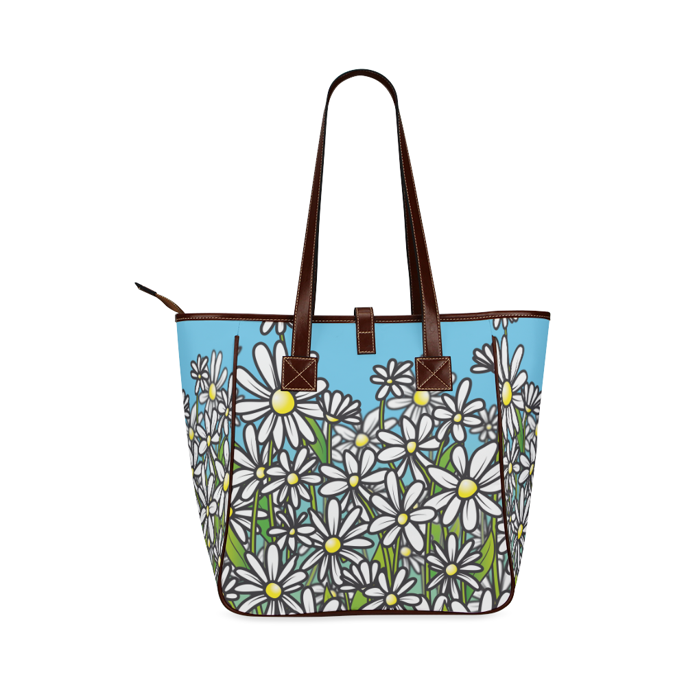 white daisy field flowers Classic Tote Bag (Model 1644)