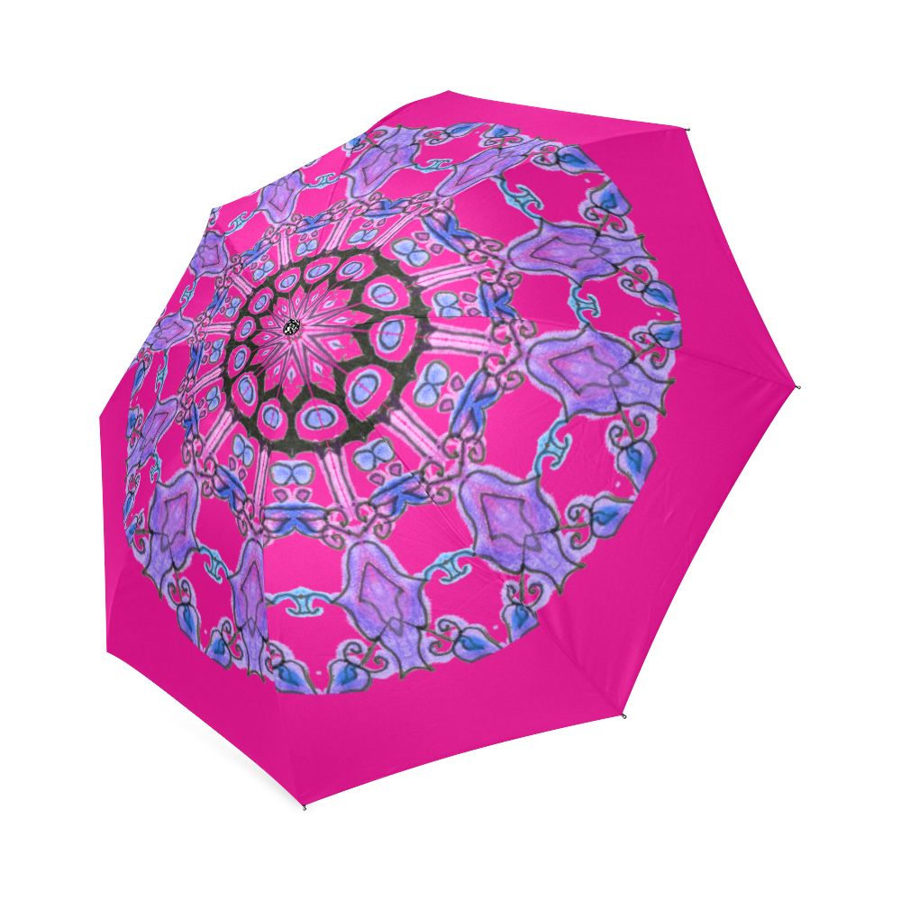Violet Purple Beads, Jewels, Flowers Mandala Magenta Foldable Umbrella (Model U01)