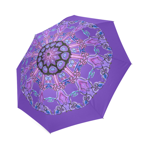 Violet Purple Beads, Jewels, Flowers Mandala Purple Foldable Umbrella (Model U01)