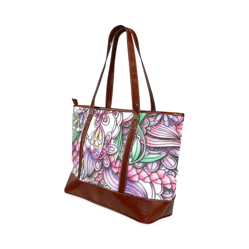 Pink Purple flower drawing Tote Handbag (Model 1642)