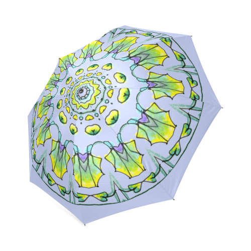 Yellow, Green, Purple Flowers, Leaves Mandala Lilac Foldable Umbrella (Model U01)