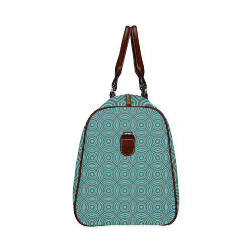 blue geometric pattern Waterproof Travel Bag/Large (Model 1639)