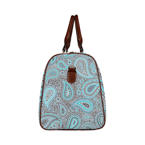 blue paisley mosaic design Waterproof Travel Bag/Large (Model 1639)