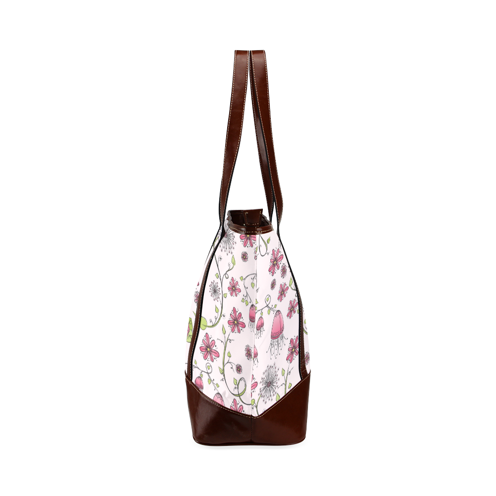 pink fantasy doodle flower pattern Tote Handbag (Model 1642)