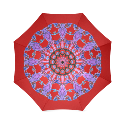 Violet Purple Beads, Jewels, Flowers Mandala Crimson Foldable Umbrella (Model U01)