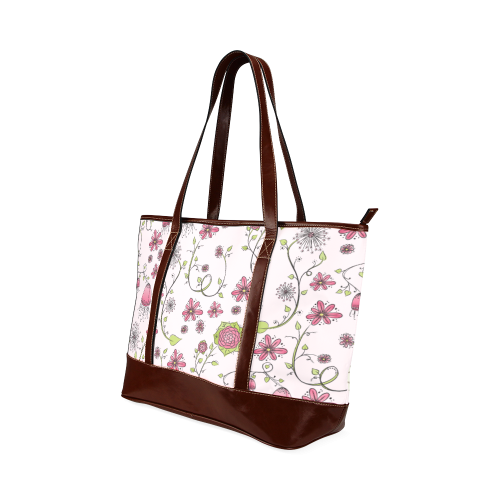 pink fantasy doodle flower pattern Tote Handbag (Model 1642)