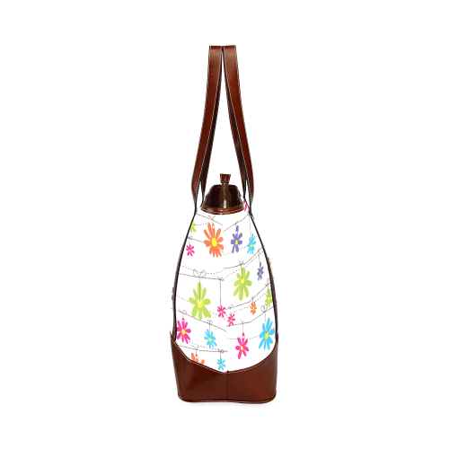 colorful flowers hanging on lines Tote Handbag (Model 1642)