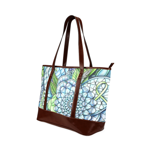 Blue Green flower drawing peaceful garden 2 Tote Handbag (Model 1642)