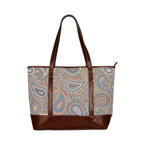 yellow blue pink paisley mosaic pattern Tote Handbag (Model 1642)