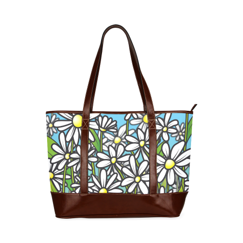 white daisy field flowers Tote Handbag (Model 1642)