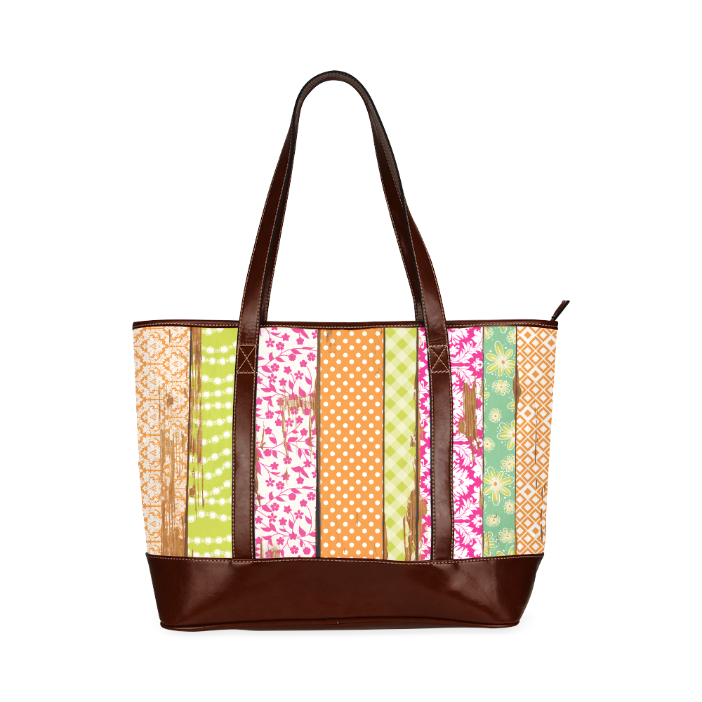 wood chipped painted patterns Tote Handbag (Model 1642)