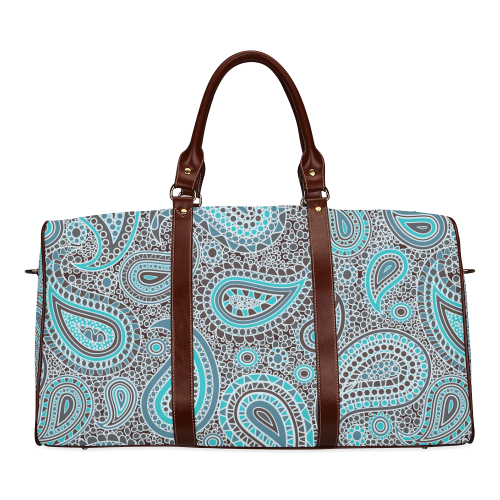 blue paisley mosaic design Waterproof Travel Bag/Large (Model 1639)