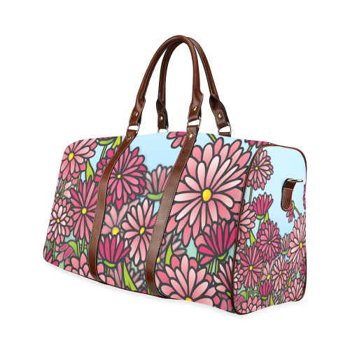 chrysantenum flower field pink floral Waterproof Travel Bag/Large (Model 1639)